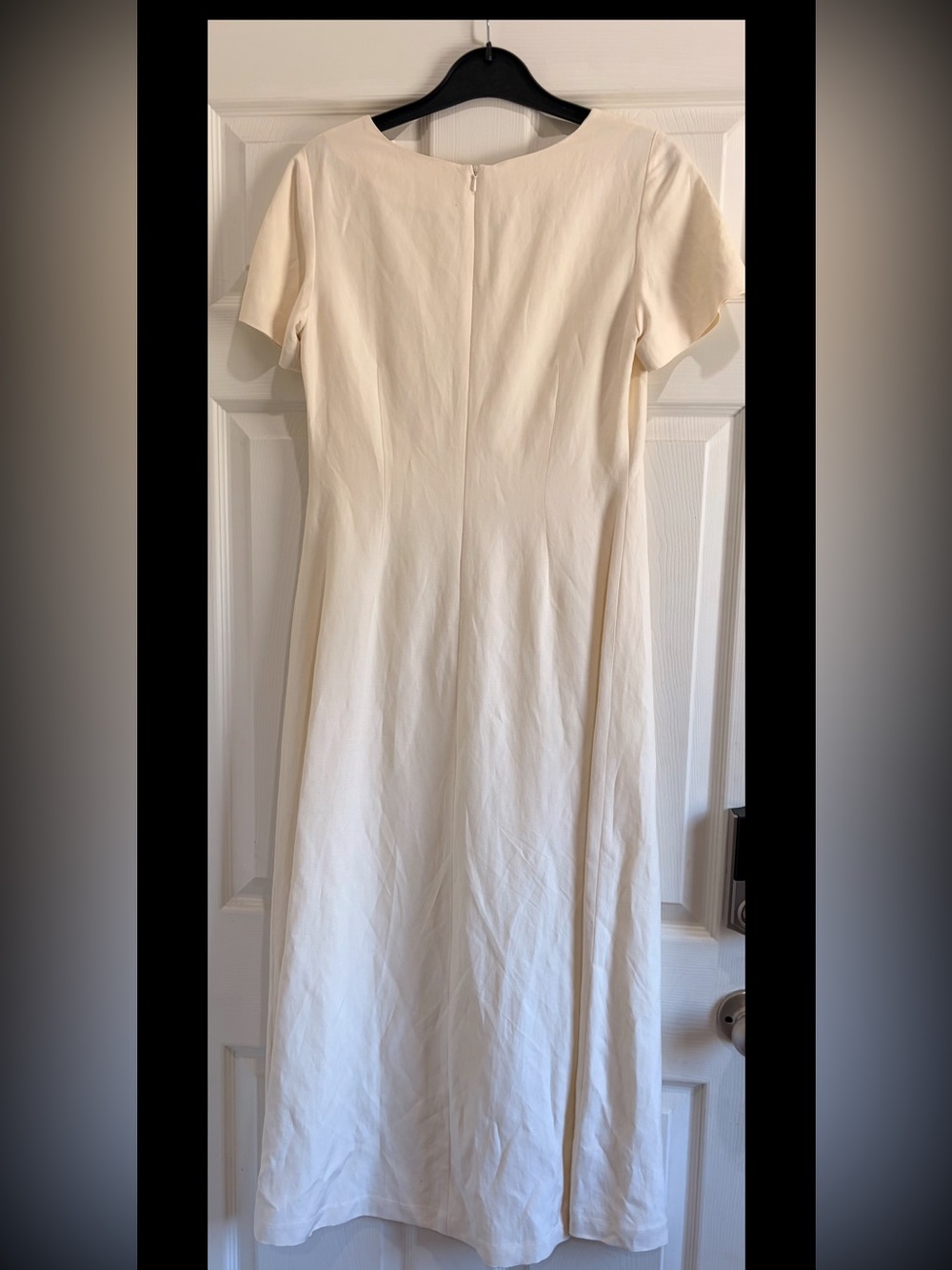 Vintage Laura Ashley cream-colored silk and linen tea length dress. Size 4